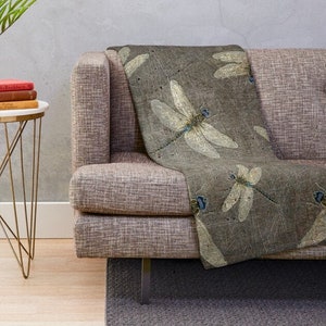 Dragonfly Minky Blanket: Distressed Gray Stone Print