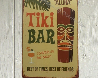 Screw The Cracker Polly Wants a Cocktail Rustic Retro Tiki Bar Decor Tin Sign