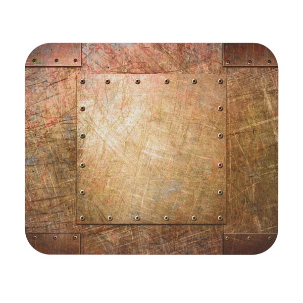 Steampunk, Industrial Themed Computer Accessories - Riveted Copper Sheets Print on rubber Mousepad