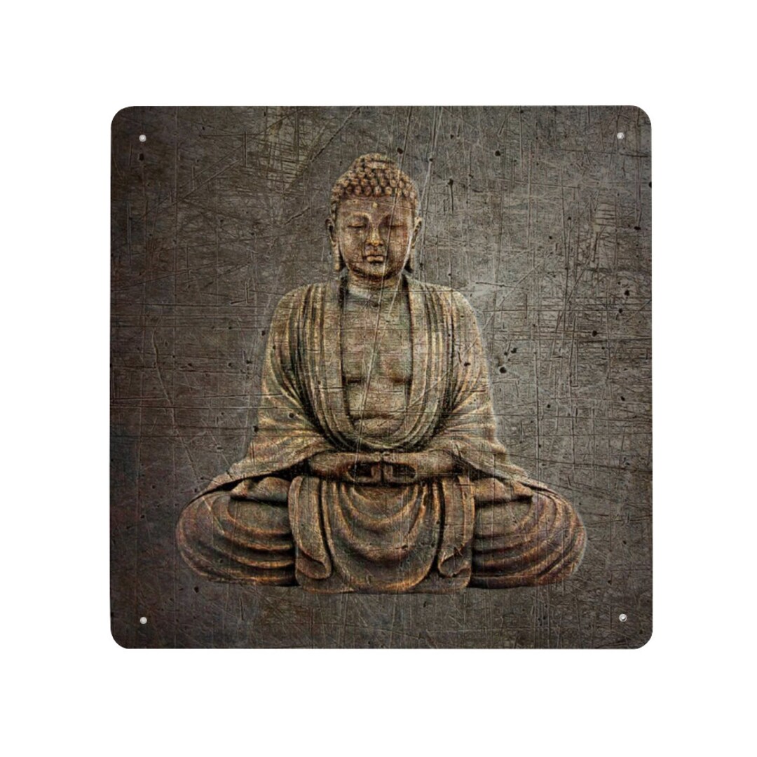 Sitting Buddha on Distressed Stone Spiritual Wall Decor - Etsy