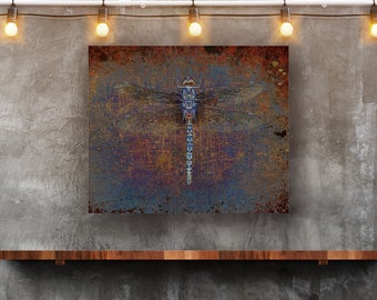 Multicolor Dragonfly Print on Recycled Aluminum