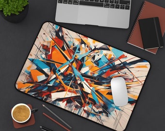 Modern Art Themed Desk Accessories - Color Explosion Print on Neoprene Desk Mat.
