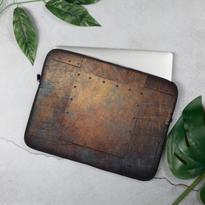 Steampunk, Industrial Themed  Laptop Sleeve - Patinated, Weather Beaten, Riveted Copper Sheets Print