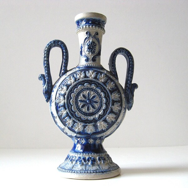 Vintage German Pottery Moon Flask Westerwald Style