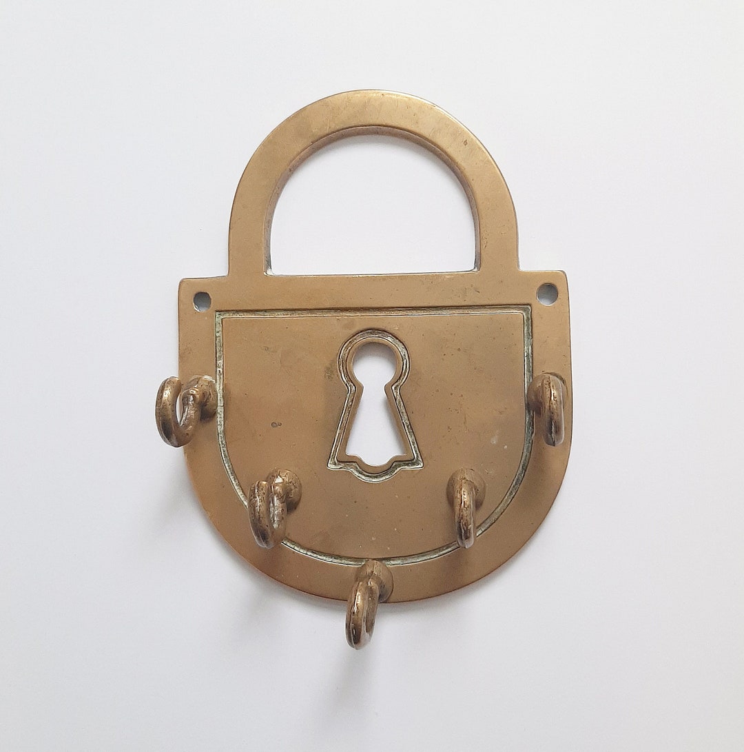 Brass Lock / Padlock Shaped Key Rack Hook Holder Etsy