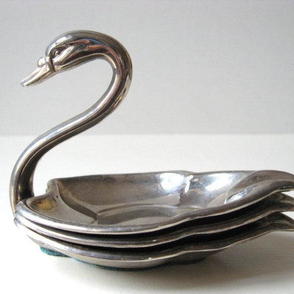 Vintage Seba Silver Plated Swan Three Piece Stacking Set ~ Reserved
