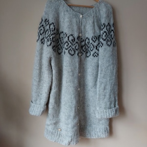 Suéter de lana hecho a mano vintage, cárdigan de punto, jersey de punto, suéter de lana hecho a mano de invierno, suéter de abuela, cárdigan retro único de los años 80