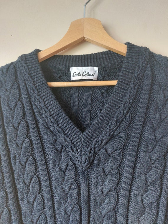 Vintage Carlo Colucci Cable Knit Sweater, 80s Kni… - image 3