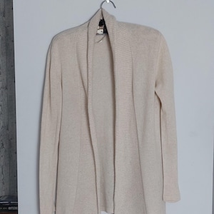 Vintage 100% Kaschmirpullover, Wollstrickjacke, Kaschmirpullover, Wollpullover, Offener Beige Pullover