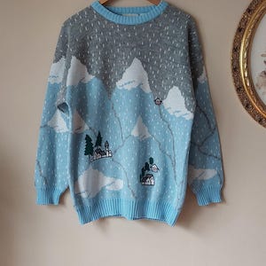 Vintage  Embroidered Sweater, Unique Knitwear, Wool Knit Pullover, 80s Grandma Sweater, Blouse, Women's Unique Knit Size L