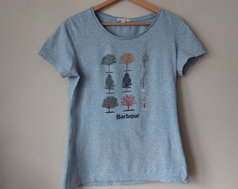 T-shirt Barbour vintage, t-shirt chemisier, t-shirt gris taille M