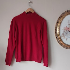 Vintage 100% CASHMERE Sweater, Luxury Knitwear, Dark Red Jumper, Wool Pullover, Size S