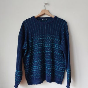 Vintage Cotton Sweater, Oversized Knitwear, Unisex Jumper, Wool 80s Pullover, Vintage Sweaters, Grandpa Sweater Archive Clothes Size L