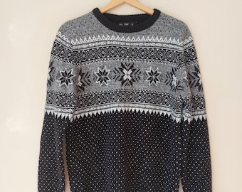 Vintage Wool Sweater, Fair Isle Norwegian Knitwear, Unisex Jumper, Wool Pullover, Vintage Sweaters, Grandpa Sweater Archive Clothes Size M