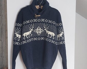 Vintage Norwegian Style Sweater, Nordic Knitwear, Unisex Jumper, Fair Isle Wool 80s Pullover, Vintage Sweaters, Sweater Archive Size S