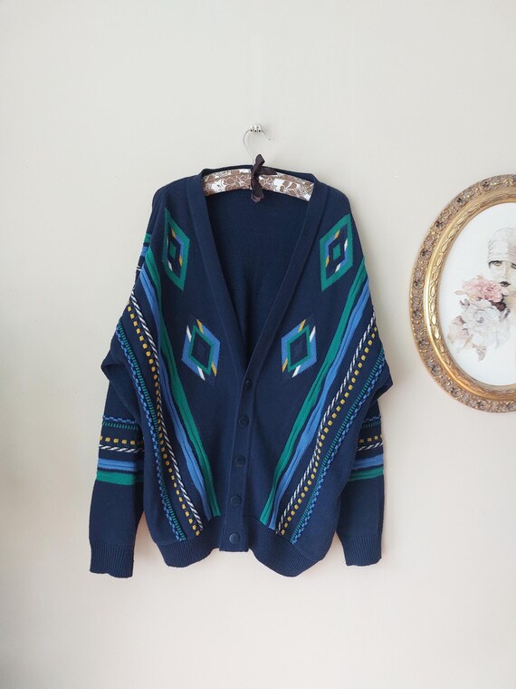 Vintage Cotton Sweater, Knitwear Cardigan Coogi Style, Unisex
