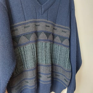 Vintage Wool Sweater, Knitwear, Unisex Jumper, Wool 80s Pullover, Vintage Sweaters, Grandpa Sweater Archive Clothes Size XL