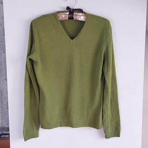 Vintage UNITED COLORS of BENETTON 100% wollen trui, wollen gebreide trui met V-hals, trui, wollen trui, maat M