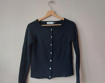 pull en laine et cachemire vintage, cardigan en tricot de laine, pull en cachemire, pull en laine, pull noir