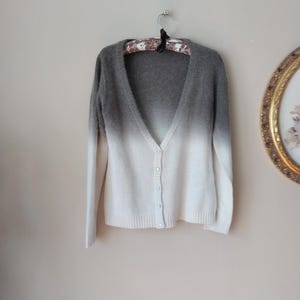 Vintage trui van wol en angora, wollen gebreide vest, ombre-trui, wollen trui, rode trui maat S