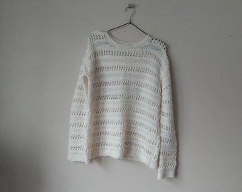 Vintage Handgemachte Spitze Pullover, Einzigartige Strickwaren, Handgemachte Pullover, Hand Spitze Strick Pullover, Bluse Blaue Pullover, Frauen Einzigartige Strick Tunika