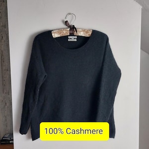 ヴィンテージ 100% カシミア セーター、ウール ニットウェア プルオーバー、カシミア ジャンパー、ウール ブラック セーター、カシミア セーター サイズ M