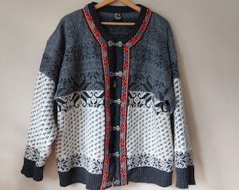 Vintage Norwegischer Wollpullover, Handgestrickte Strickjacke, Unisex Pullover, Handgestrickter Pullover, Vintage Pullover