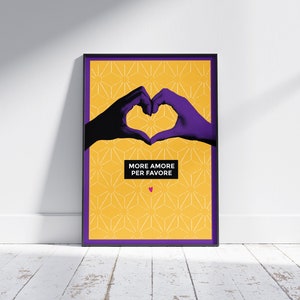 Maximalist Poster - More Amore Per Favore - Retro Eclectic colorful Wall Art instant download - Love Quote - Printable Art- Unique design