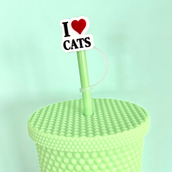 Straw Cover Stanley Studded Tumbler I Love Cats Accessory Cup Cover for  Stanley Accessories Straw Reusable Straw Cover Quencher Jar Cat Mom 