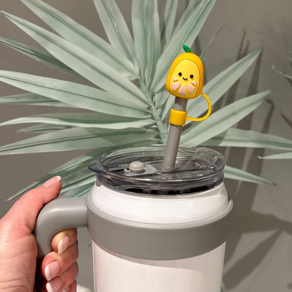 Squishmallow Letica Yellow Lemon Silicone Straw Cover 3D Stanley Tumbler Quencher Accessory Straw Topper Party Favor Egg Hunt