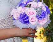 PINK  PURPLE Wedding Paper Roses Glamour Bouquet. Bridal Flowers, Bridesmaids glamour bouquets, Wedding Theme, brides to be. FREE shipping!