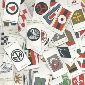 12 Assorted FLAGS and SIGNS Cigarette Card Vintage Trade Cards, British Army, Corp, Divisional Signs John Player & Sons 1925  PL8