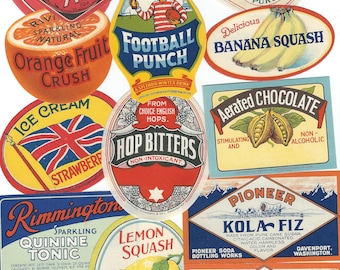 16 Vintage SODA POP Labels - Litho Great Graphics, Unused Stock 1930&#39;s  - NOS Fruit Ginger Root Beer Bottle Advertising Lithography SodaD