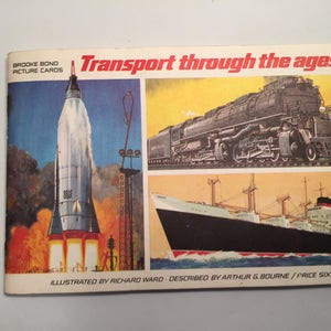 TRANSPORT durch das Alter Vintage Brooke Bond Tea Karte 1967 Sammlerbuch Booklet Cars Planes Komplettes Set mit 50 Kartenwerbung (A)