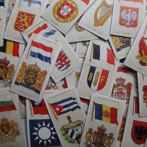 NATIONALFLAGGEN und Wappen - 8 Zigaretten-Tabak Karte Vintage Werbung Trade Cards, John Player & Sons 1936 PL45