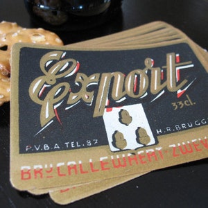 Vintage bieretiketten jaren 1950 - CALLEWAERT&#39;s EXPORT Beer From Belgium Belgian - 10 labels Mid Century Advertising Pub Bar Booze Liquor
