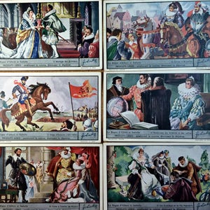 Die Herrschaft von Albert & Isabelle König Königin von Spanien- 1937 Liebig Trade Cards Vintage Französisch Belgien Werbekarte LG63