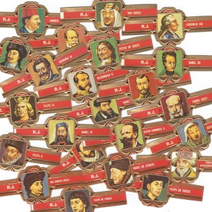 Kings & Emperors ART CIGAR BAND Labels 24 pcs Men of Power - Don Diaz  Labels 70s - Mixed Media Ephemera altered art CB38