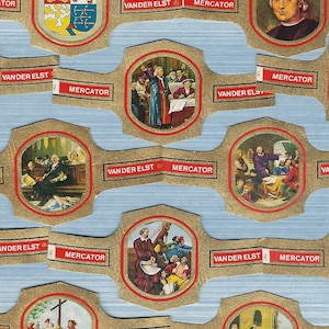 Christopher Columbus CIGAR BAND Labels 24 pcs  - Mercator Labels 60s - Mixed Media Ephemera altered art CB68