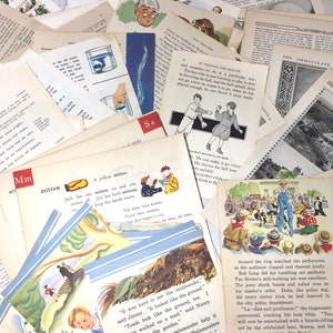 Schooldagen boek leerboekpagina's inspiratiepakket 86 pagina's;  Illustraties, afbeeldingen, foto's, grafieken Vintage papier kortstondig