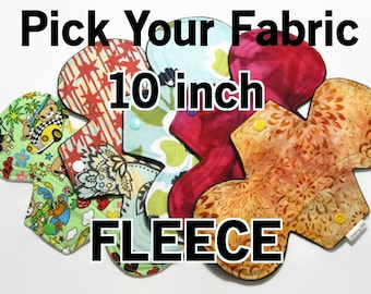 Pick Your Fabric - 10 inch- Cotton Menstrual Pad - Choose Fabric and Absorbency - Fleece Back