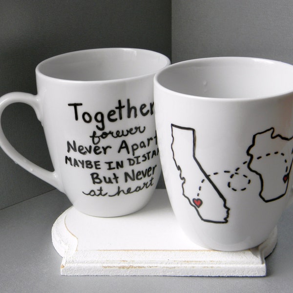 RUSH Long distance relationship friendship miss you mug state to state moving thinking of you One mug Two states never apart