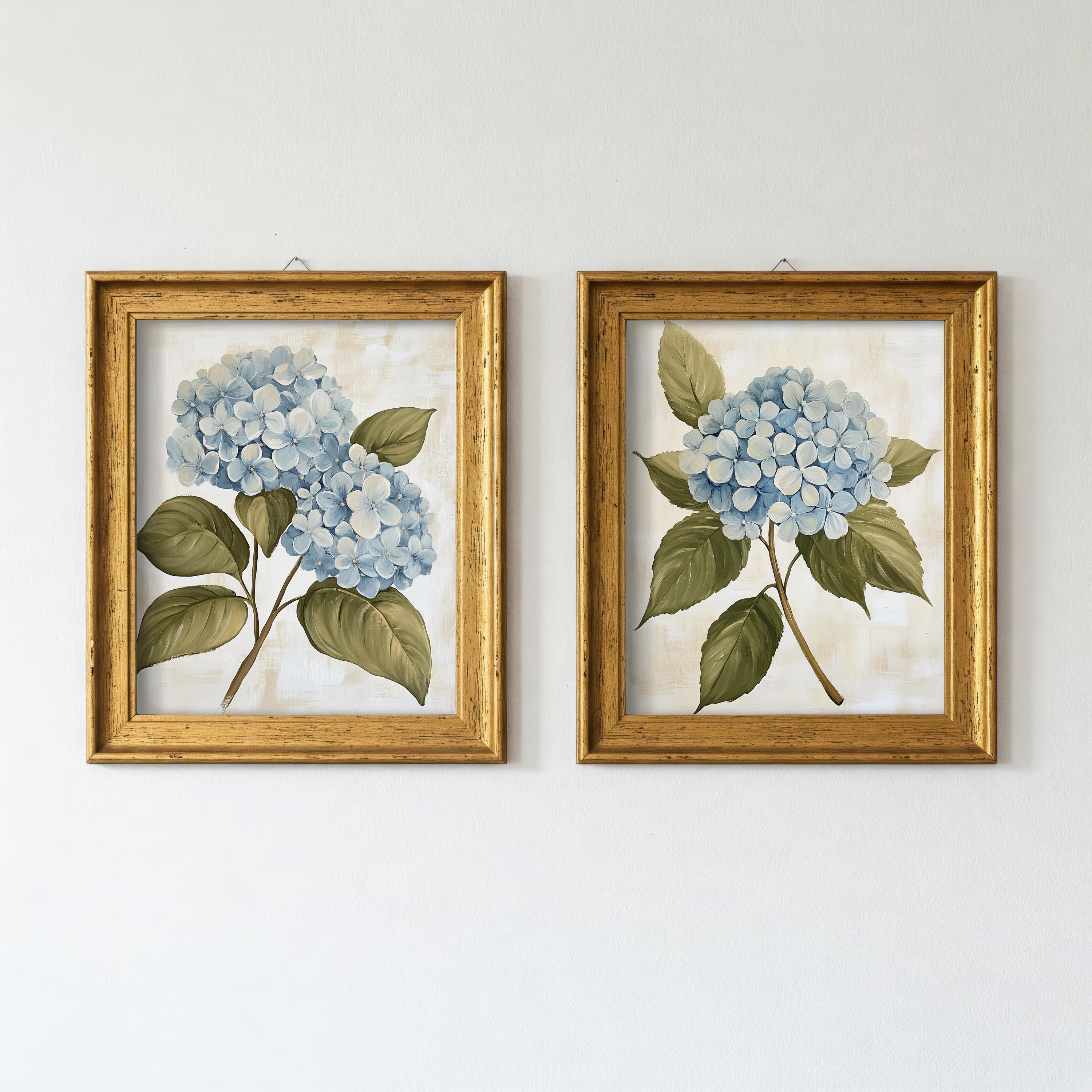 Blue Hydrangea Prints Set, Printable Botanical Wall Art ...