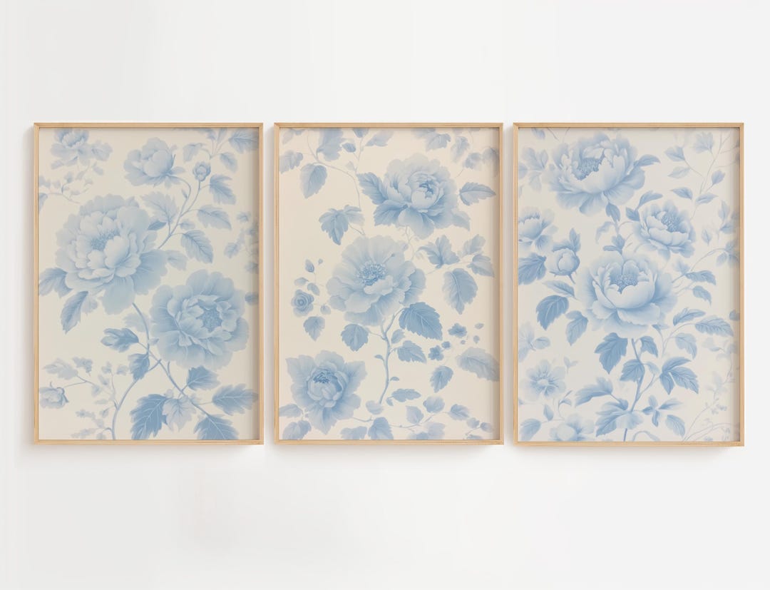 Cottagecore Vintage Floral Bundle, Botanical Wall Art Set of 3 ...