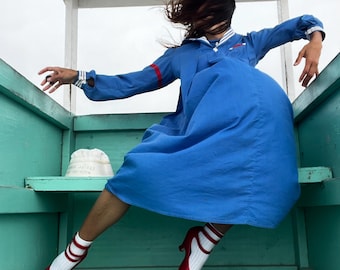 ワンピース 1910s Blue Calico Dress Vintage 1900's Blue Calico Prairie Workwear Cotton Rare