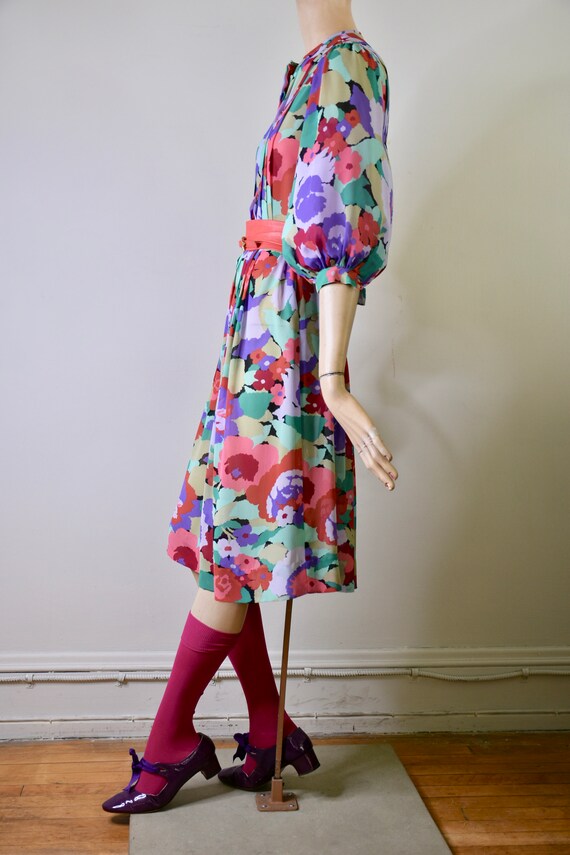 vintage 80s dress, floral dress, floral print, sh… - image 3