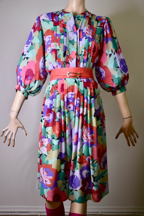 vintage 80s dress, floral dress, floral print, sh… - image 7