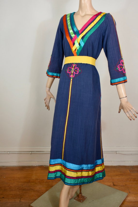 vintage JOSEFA dress, hippie dress, caftan, embroi