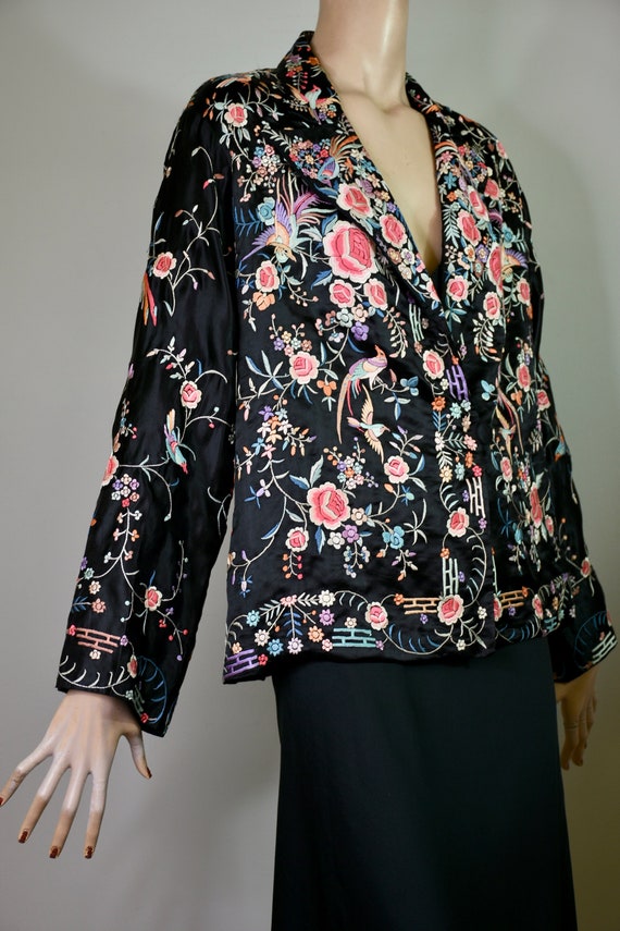 vintage 20s jacket, silk jacket, embroidered jack… - image 8