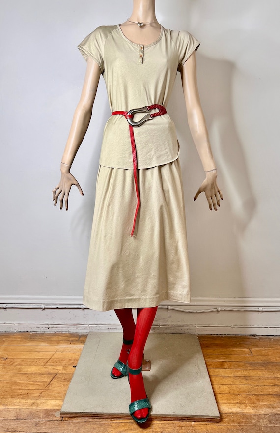 vintage HALSTON V, cotton skirt set, 70s dress, v… - image 5